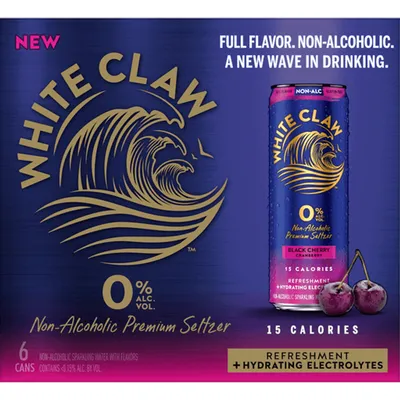 White Claw Non-Alcoholic Black Cherry Cranberry Premium Seltzer 6 Pack 72 oz