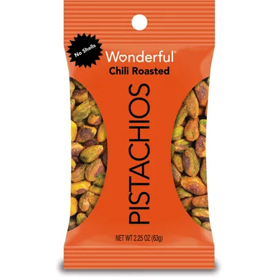 Wonderful Pistachios, No Shells, Chili Roasted, 2.25 Ounce Bag