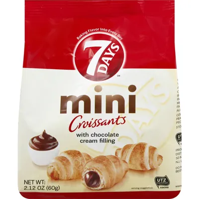 7 Days Mini Croissants Chocolate Cream Filling 2.12 oz Bag