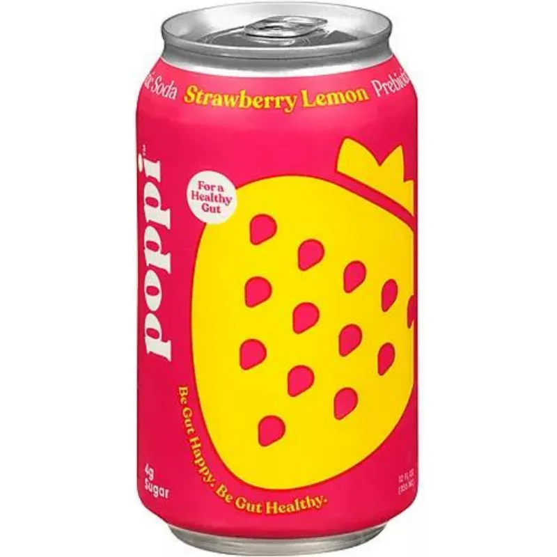 Poppi Strawberry Lemon Prebiotic Soda view 1