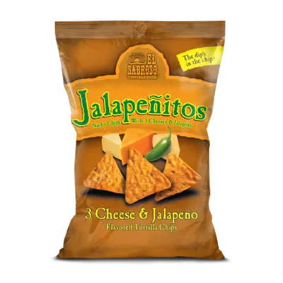 El Sabroso Jalapenitos Tortilla Chips 3 Cheese & Jalapeno 3 oz Bag