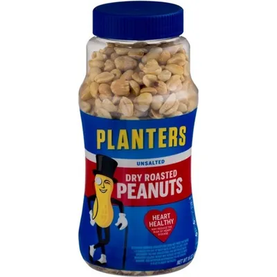 Planters Dry Roasted Peanuts Unsalted 16 oz Jar