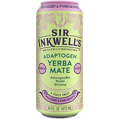 Sir Inkwell's Wild Berry & Pomegranate Adaptogen Yerba Mate 16 oz Can