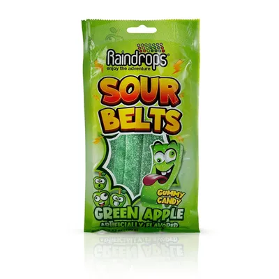 Raindrops Green Apple Sour Belts 3.52 oz Bag