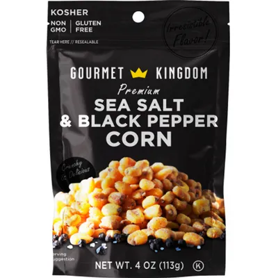 Gourmet Kingdom Corn Nuts Sea Salt & Black Pepper 4 oz Bag