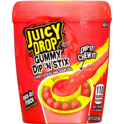 Juicy Drop Assorted Flavors Gummy Dip 'N Stix Candy & Sour Gel 3.4oz Unit Unit