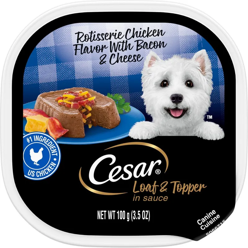 Cesar Rotisserie Chicken & Bacon & Cheese Loaf & Topper in Sauce Wet Dog Food view 1