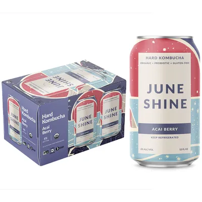 JuneShine Acai Berry Hard Kombucha 6 Pack 12 oz Cans