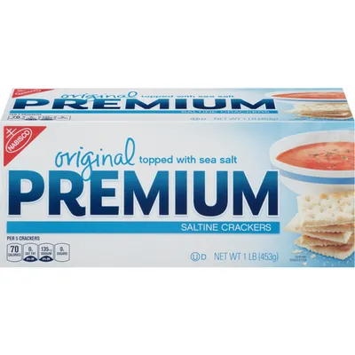 Nabisco Premium Saltine Crackers Original - topped with Sea Salt 16 oz Box
