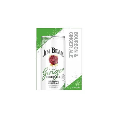Jim Beam Bourbon & Ginger Ale Highball 4 Pack 12 oz Cans