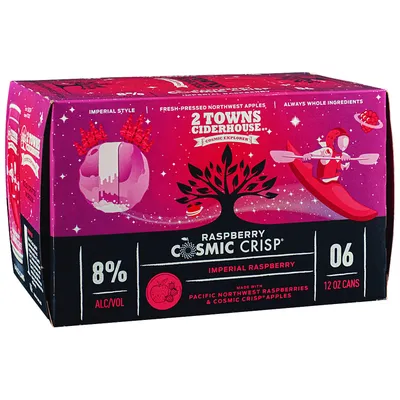 2 Towns Ciderhouse Raspberry Cosmic Crisp Imperial Cider 6pk 12oz Cans