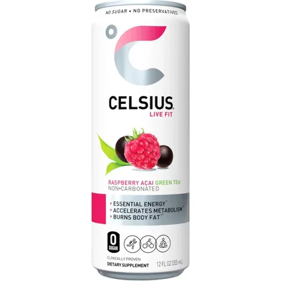 Celsius Green Tea Raspberry Energy Drink 12oz Can
