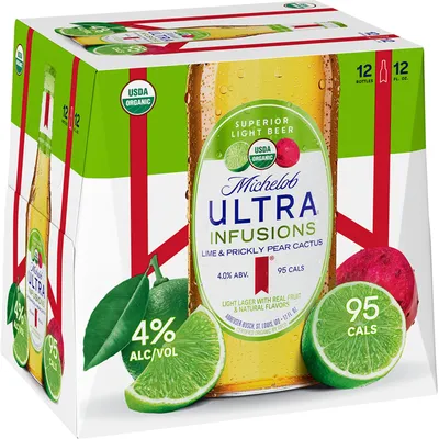 Michelob Ultra Infusions Lime & Prickly Pear Cactus 12x 12oz Bottles
