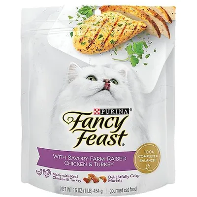 Purina Fancy Feast Dry Cat Food With Savory Chicken And Turkey 1lb Bag