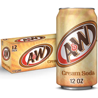 A & W Cream Soda made with Aged Vanilla 12 Pack 12 oz Cans