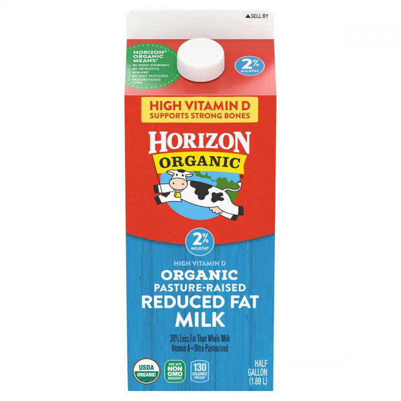 Horizon Organic Reduced Fat Milk Carton view 1