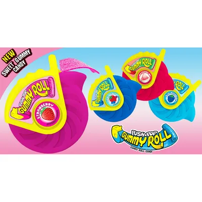 Push Pop Strawberry Gummy Roll Candy 1.4oz Bag