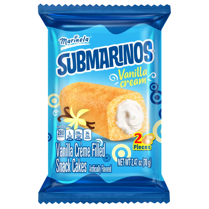 Marinela Submarinos Vanilla Crème Filled Snack Cakes view 1