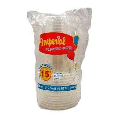 Imperial Clear Plastic Cups 16 oz 15 ct