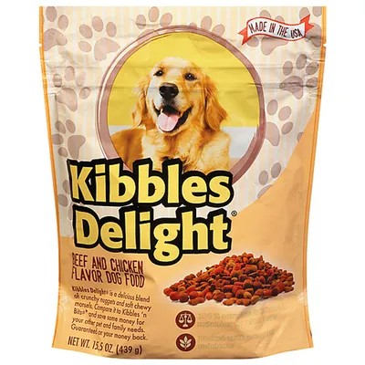 Kibbles Delight Beef and Chicken Flavor Dry Dog Food 14 oz Bag