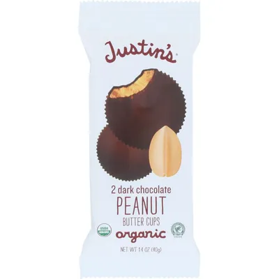 Justin's Dark Chocolate Peanut Butter Cups Organic 1.4oz Pack
