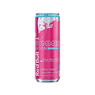 Red Bull Energy Drink Summer Edition White Peach Sugar Free 12 oz Can