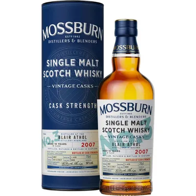 Mossburn Single Malt Scotch Whisky Distilled at the Blair Athol Distllery Cask Strength 10 Year 750mL