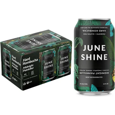 JuneShine Midnight Painkiller Hard Kombucha 6 Pack 12oz Cans