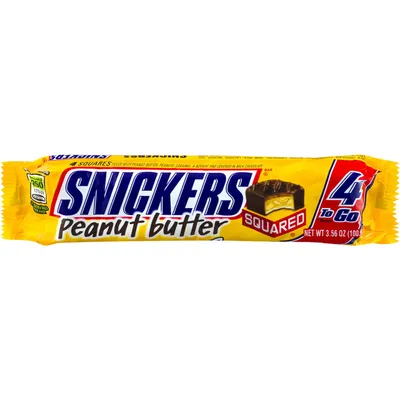 Snickers Candy Bar Peanut Butter - Squared - 4 to Go - Twist to Close 3.56 oz