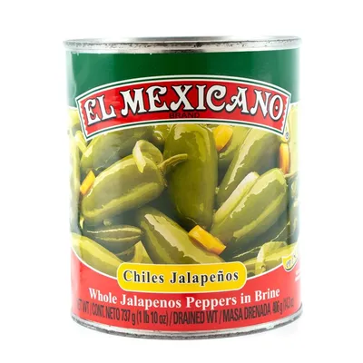 El Mexicano Whole Jalapeños Peppers in Escabeche 26 oz Jar