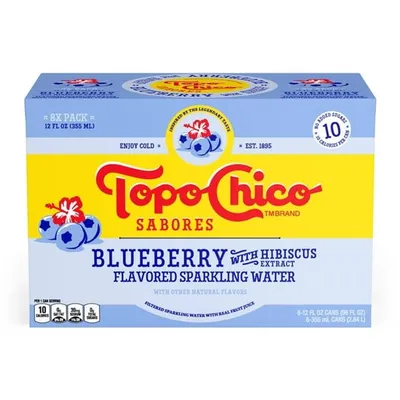 Topo Chico Blueberry with Hibiscus Extract 8 Pack 12 oz Cans