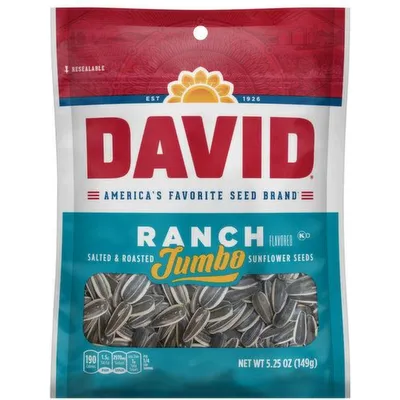 David Sunflower Seeds Jumbo - Roasted & Salted -  Ranch 5.25 oz Box