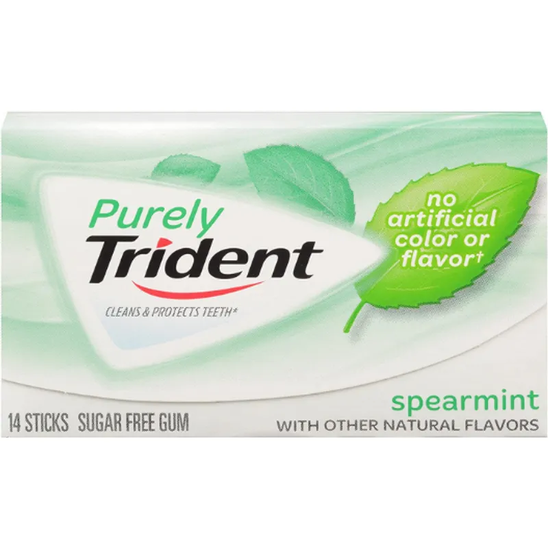 Purely Trident Sugar Free Gum Spearmint Box view 1