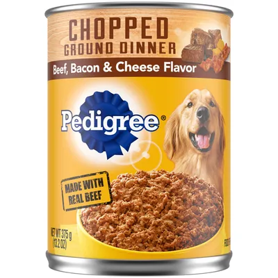 Pedigree Chopped Ground Dinner Beef Bacon & Cheese 13.2 oz Can