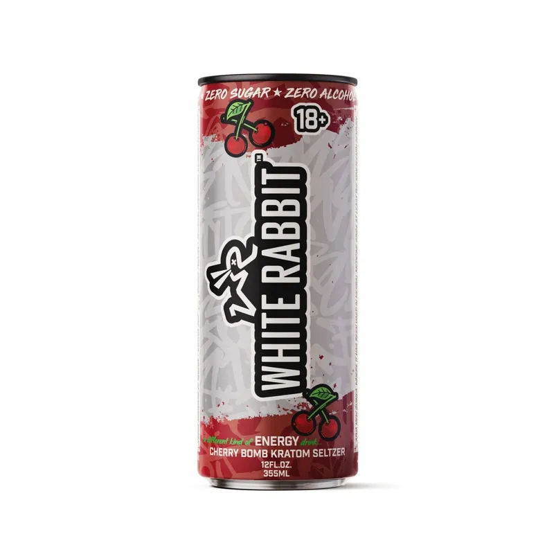 White Rabbit Cherry Bomb Kratom Seltzer view 1