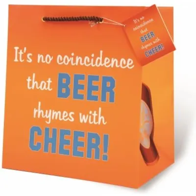 Wrap-Art Beer Rhymes with Cheer Pepper Bag with Plastic Rope Handle