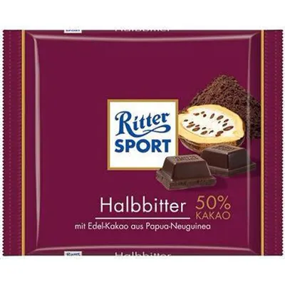 Ritter Sport Halbbitter 50% Kakao 100g Pack