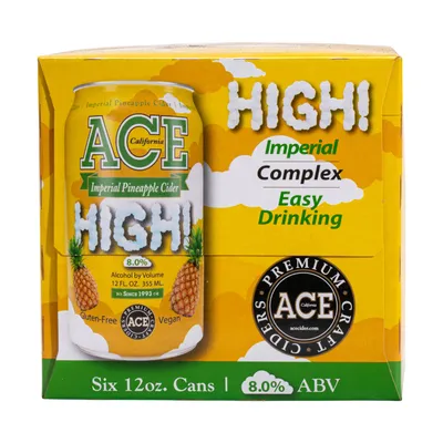 ACE High Imperial Pineapple Cider 6 Pack 12 oz Cans