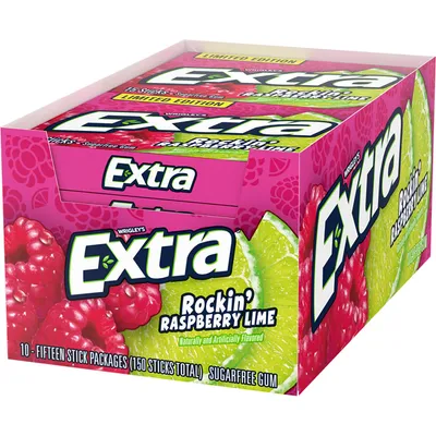 Extra Rockin' Raspberry Lime Sugar Free Chewing Gum 40g Carton