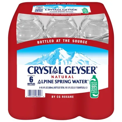 Crystal Geyser Alpine Spring Water 6 Pack 16.9 oz bottles