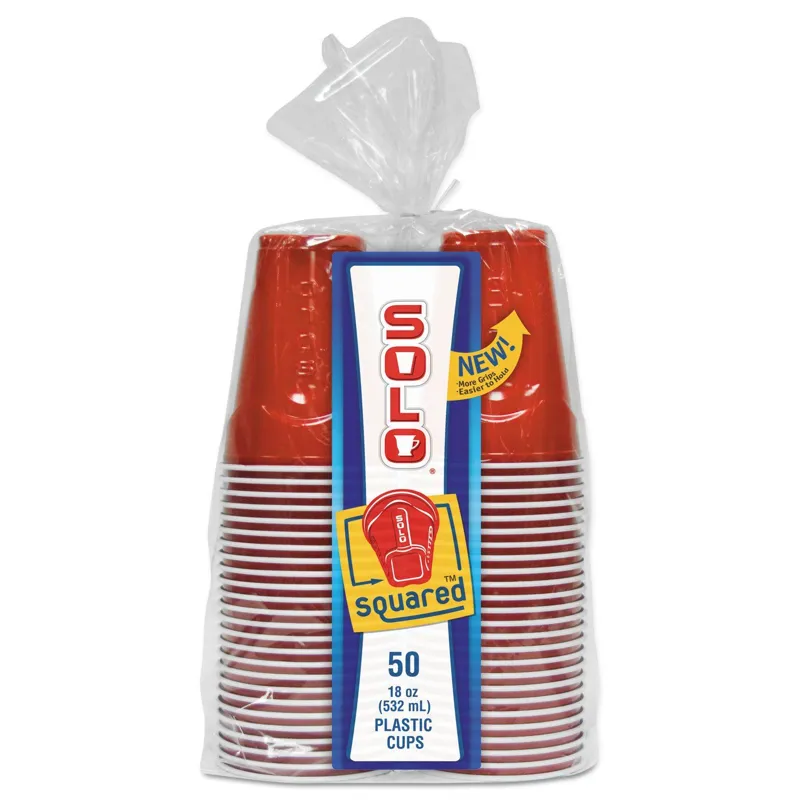 Solo Squared Red Plastic Cups view 1