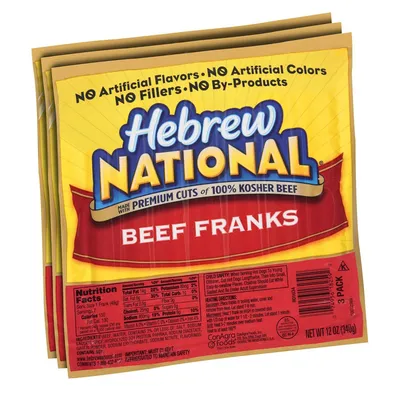 Hebrew National Beef Franks 3 Pack 12 oz