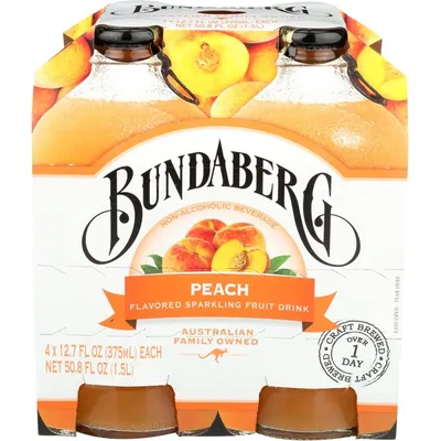 Bundaberg Sparkling Fruit Drink Peach 4 Pack 12.7oz