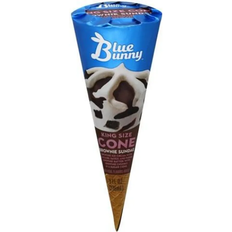 Blue Bunny King Size Vanilla Brownie Ice Cream Cone view 1