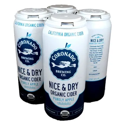 Coronado Brewing Co. Nice & Dry Purely Apple Hard Cider 4 Pack 16 oz Cans