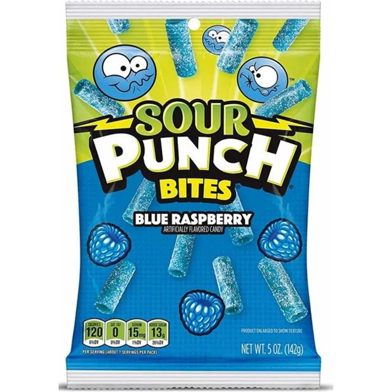 Sour Punch Bites Blue Raspberry Chewy Candies view 1