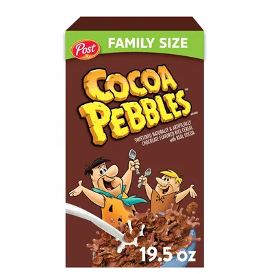 Post Cocoa Pebbles Family Size Cereal 19.5 oz Box