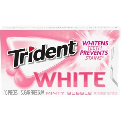 Trident White Sugar Free Gum Minty Bubble 24g