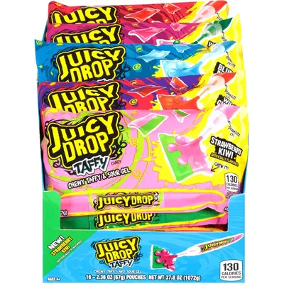 Juicy Drop Taffy Sweet Chewy Candy With Sour Gel Pen, Assorted Flavors