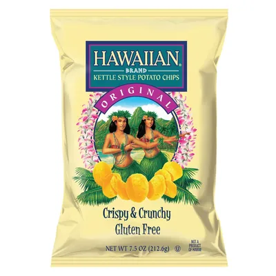 Hawaiian Original Kettle Style Potato Chips 7.5 oz Bag